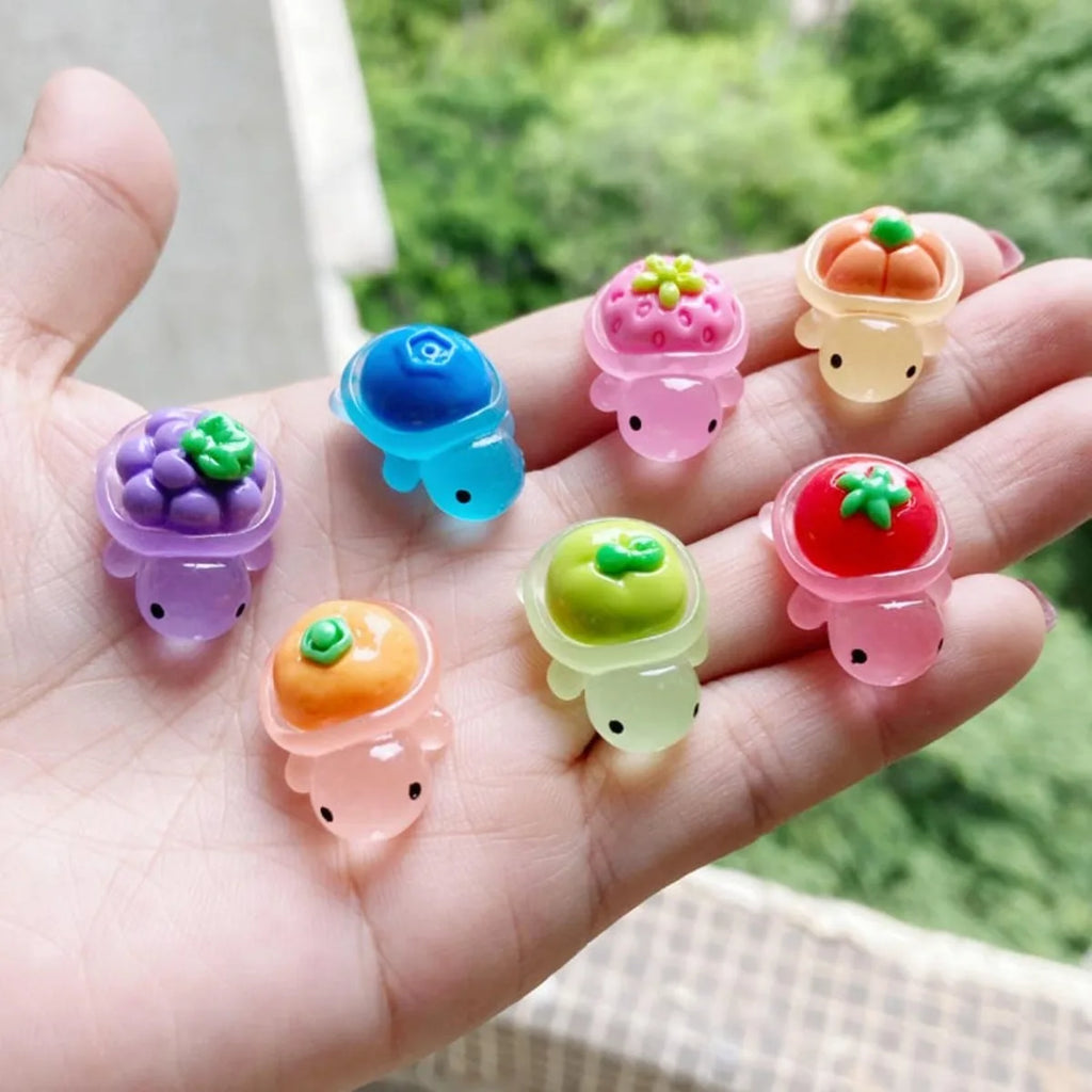 Glow in The Dark Fruit Turtle Resin Charms: DIY Craft Supplies