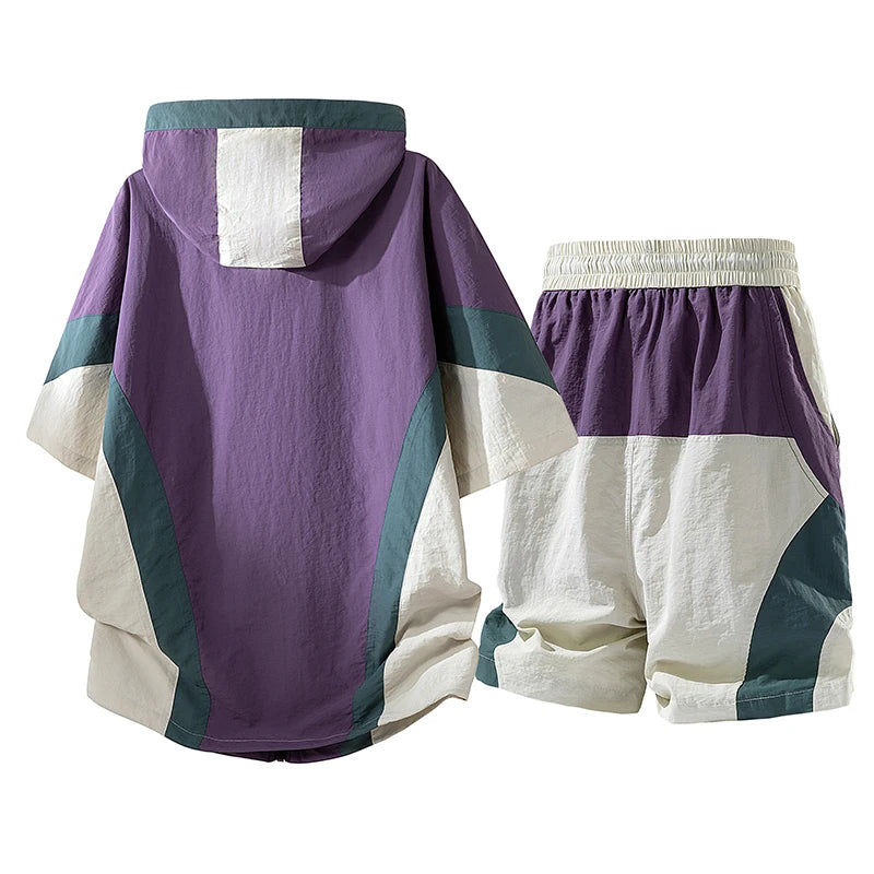 Summer Style Quick-Drying Shirt and Shorts Set for Men Sun Protection