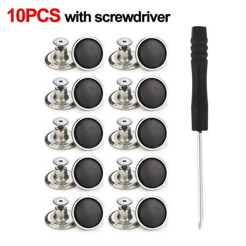 10pcs/Pack 17mm Adjustable Nail-Free Jeans Waist Extender Buttons