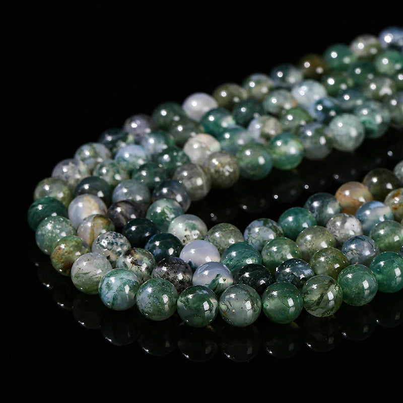Wholesale Natural Ice Grass Moss Agate Bead Round Loose Spacer Onyx