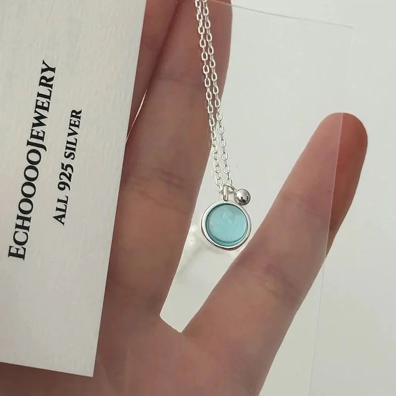 XIYANIKE Summer Blue Crystal Pendant Necklace For Women Girl Luxury
