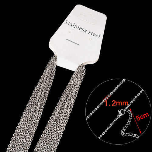 10pcs 45+5cm Gold Plated Stainless Steel Link Chain Necklace with
