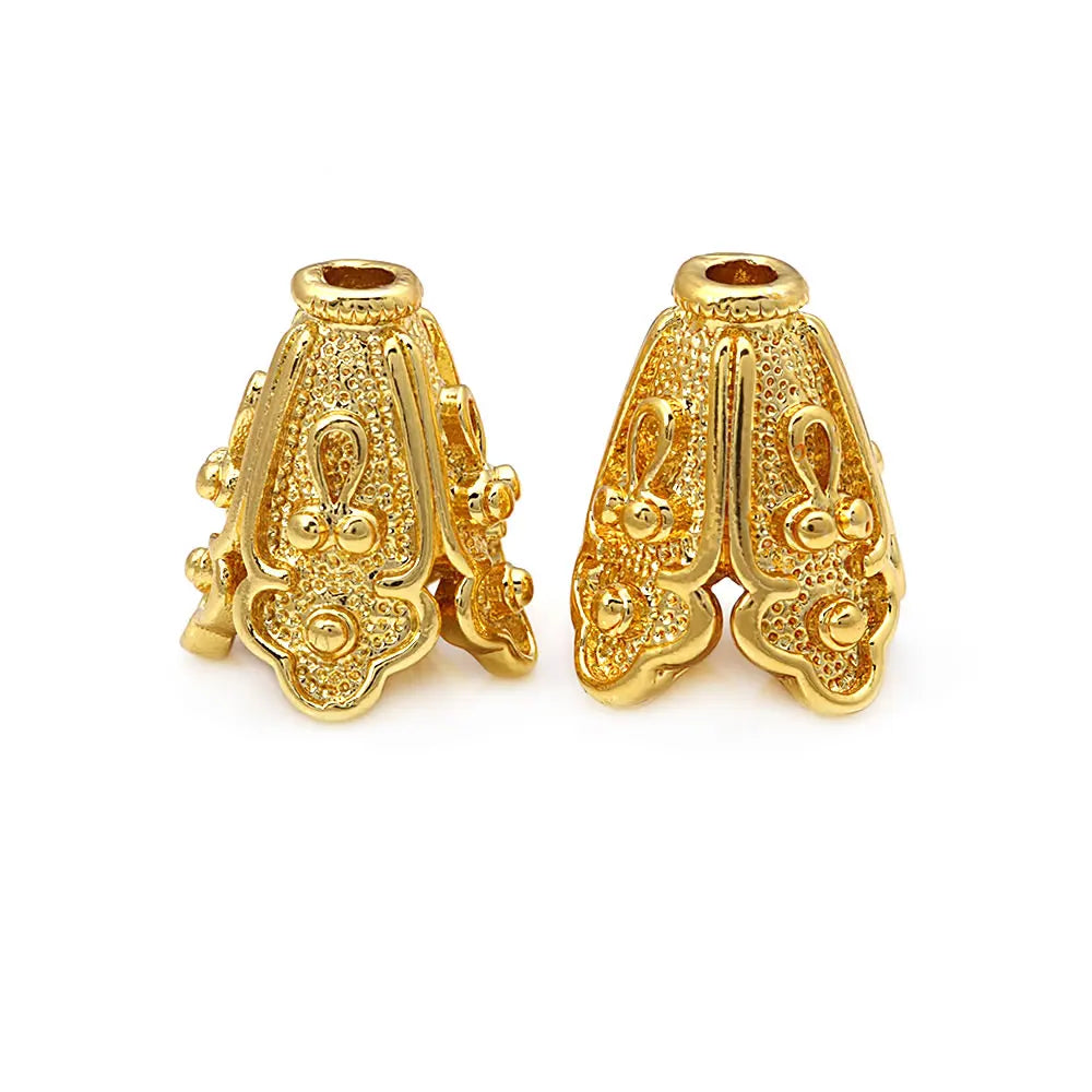 10PCS 18K Gold Color Brass Speaker Shape Beads Caps High Quality Diy