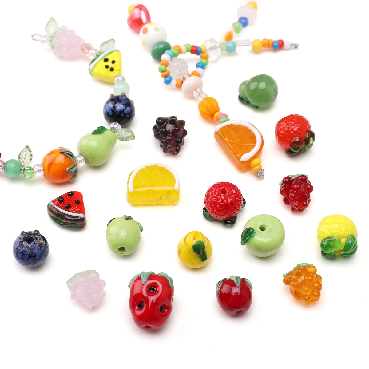 Fruit Beads Gass Beads Cute Loose Spacer Beading Lemon for Earring