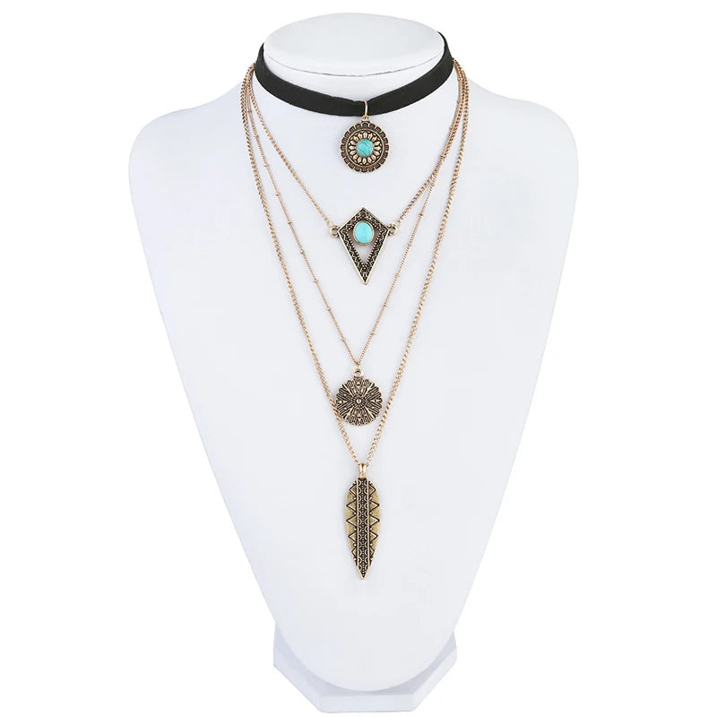 Fashion Bohemian Long Chain Necklace Women Collares Collier Vintage