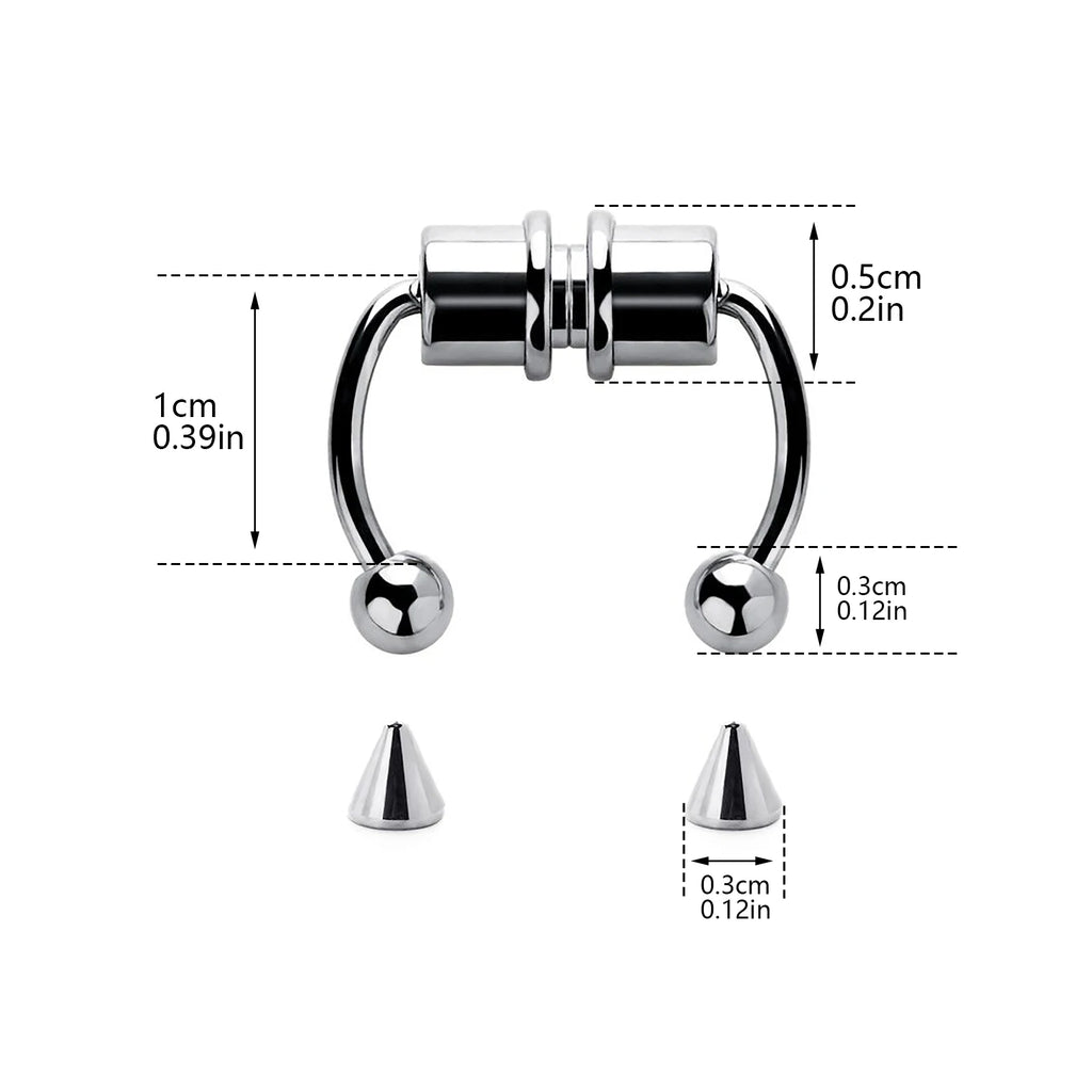 1/4pcs Women's Fake Nose Rings - Magnetic Stainless Steel Septum