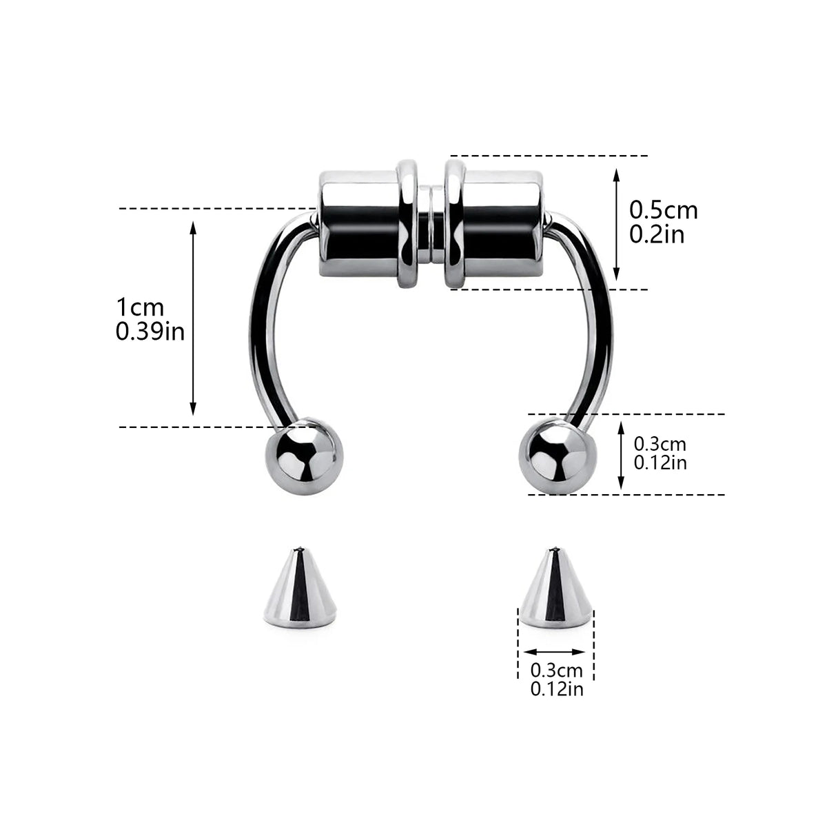 1/4pcs Women's Fake Nose Rings - Magnetic Stainless Steel Septum