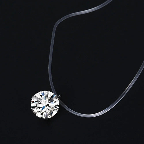 Hot Female Transparent Fishing Line Necklace Silver Color Invisible