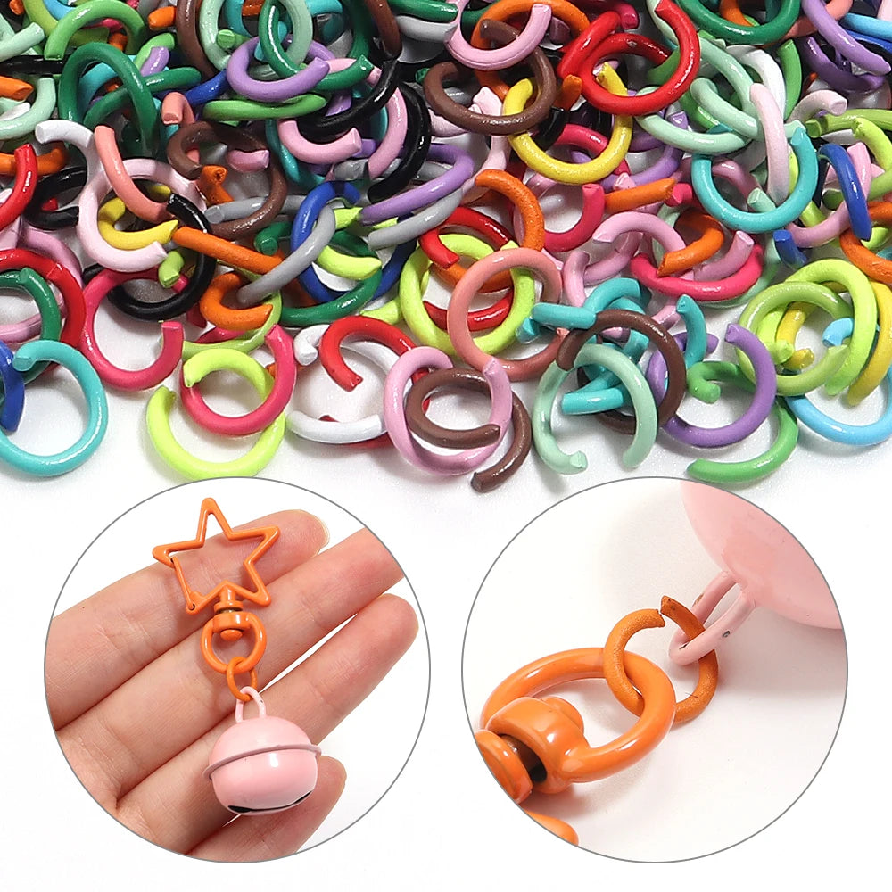 200pcs 8mm Open Jump Rings Colorful Metal Iron Split Single Rings