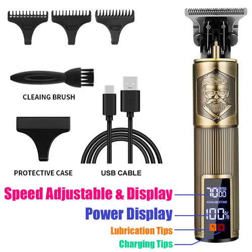 2026 T9 Vintage Hair Clipper Cordless Electric USB Fast Charging