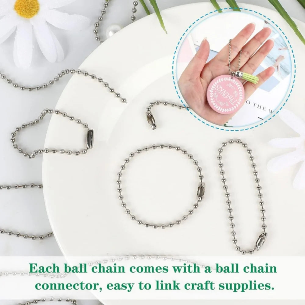 100PCS 12cm Bead Chains Fits Key Chain/Label Hand Tag Connector For