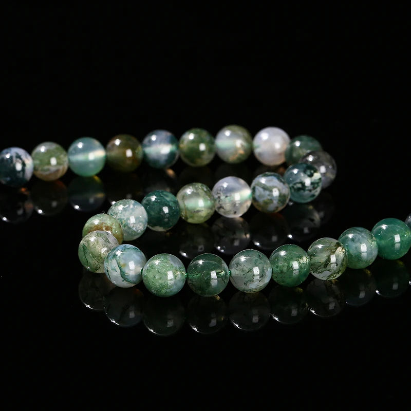 Wholesale Natural Ice Grass Moss Agate Bead Round Loose Spacer Onyx