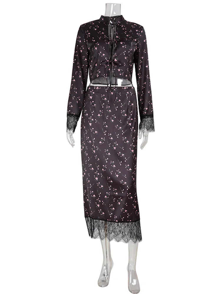 CNYISHE Prints Suits 2-Pieces(Tops+Skirts) Women Sets Fashion Casual
