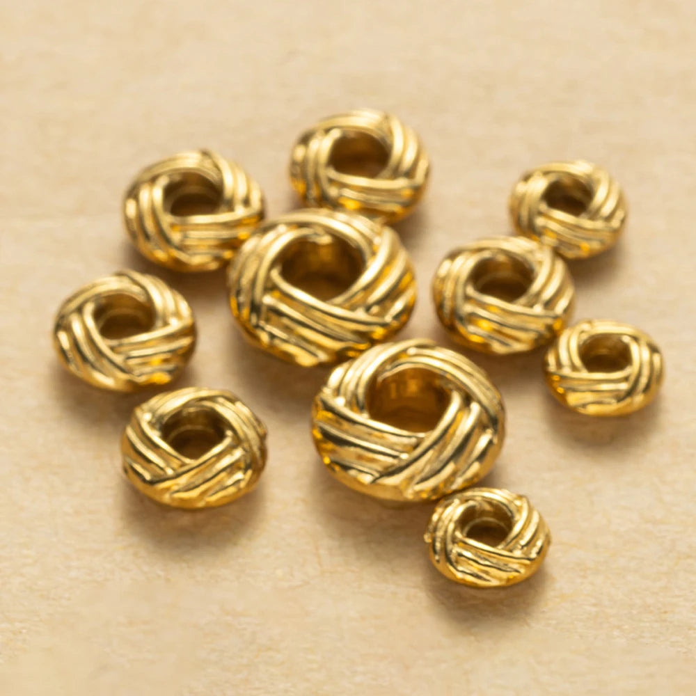10pcs PVD Stainless Steel Striped Cut Flower Large Hole Beads Earring