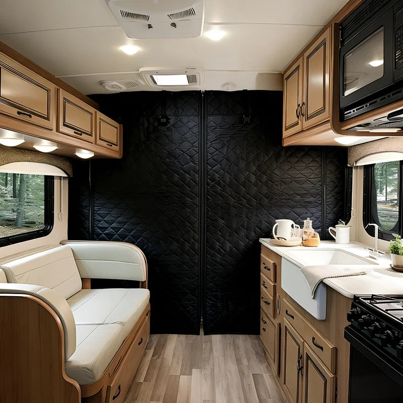 RV Quilted Blackout Thermal Cab Divider Partition Insulation Curtain