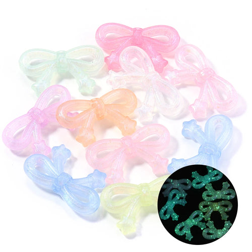 10pcs/lot Colorful Bow Acrylic Beads Sweet Bowknot Charms Loose Spacer