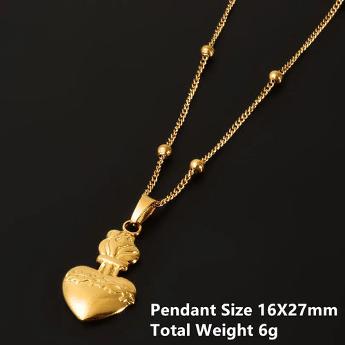 1Pc Religious Christian Catholic Sacred Heart Pendant Necklaces