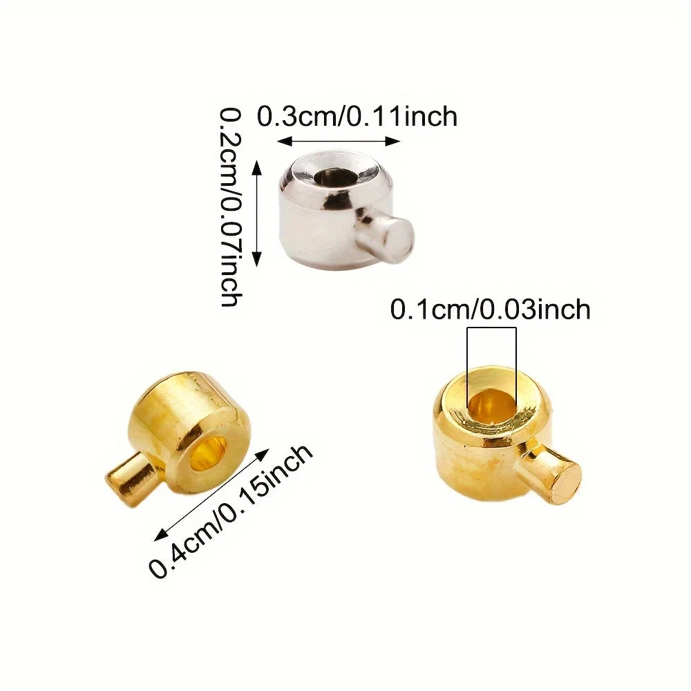 20pcs 3x4mm Coppers Positioning Buckles Clasps W/Bead Caps - DIY