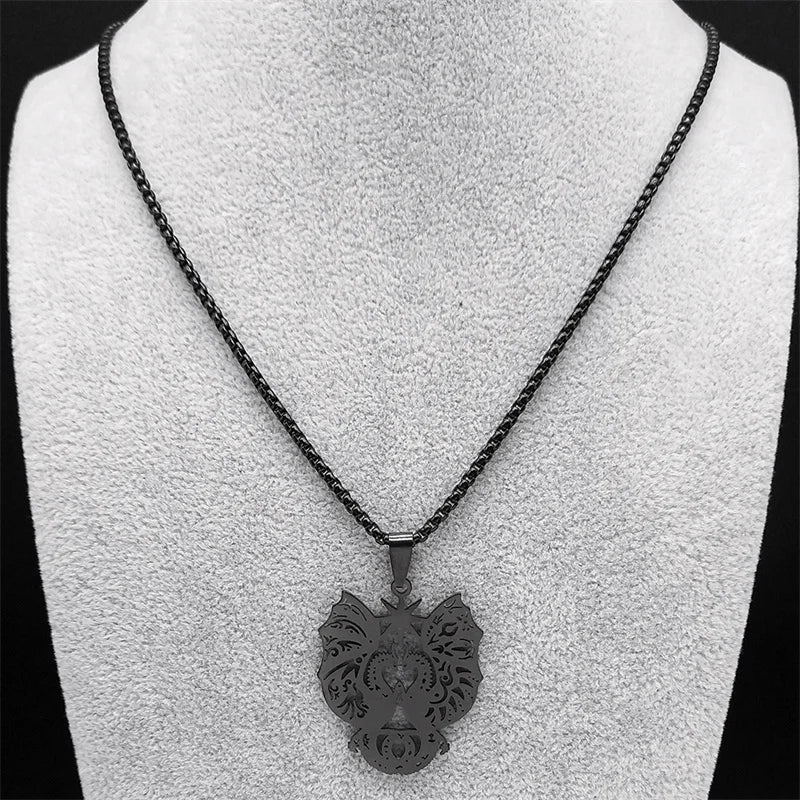 Retro Gothic Dragon Wing Star Pendant Necklace for Male Stainless