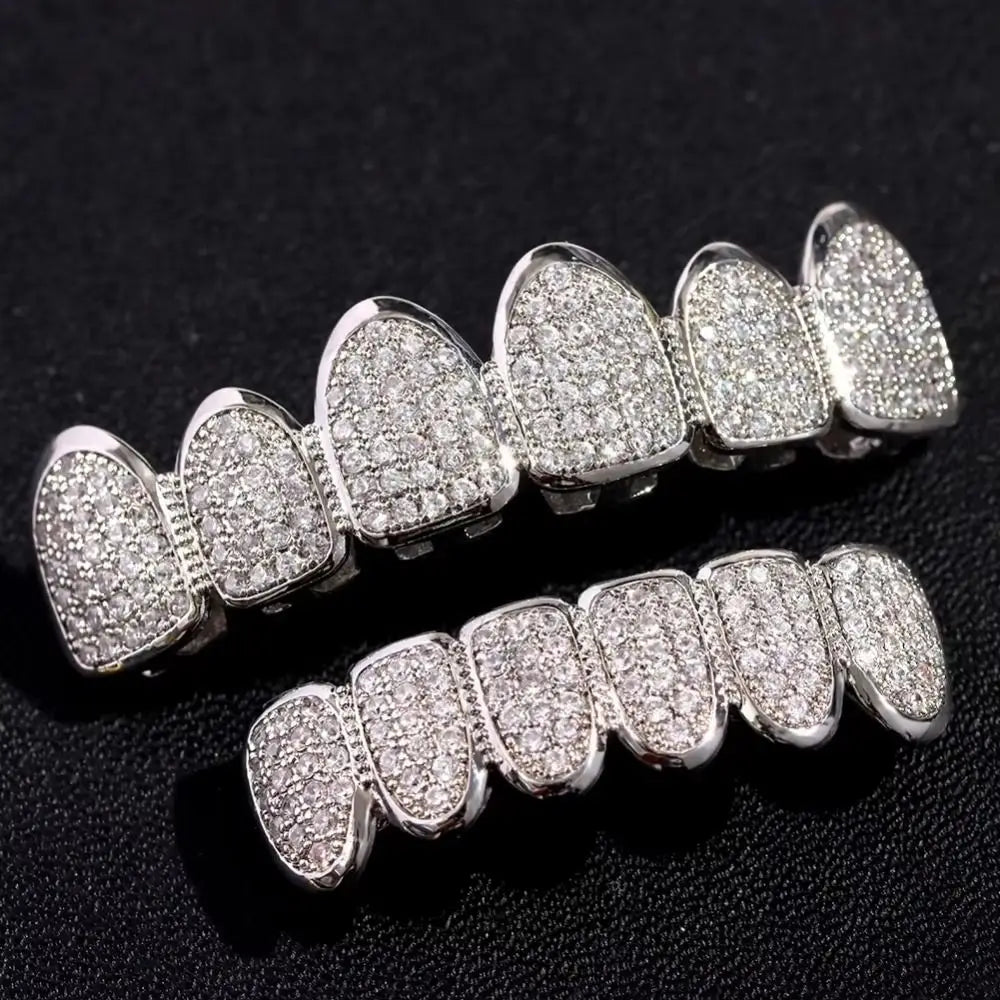 Hip Hop Teeth Grillz Set Top & Bottom Set Removable Design Hiphop