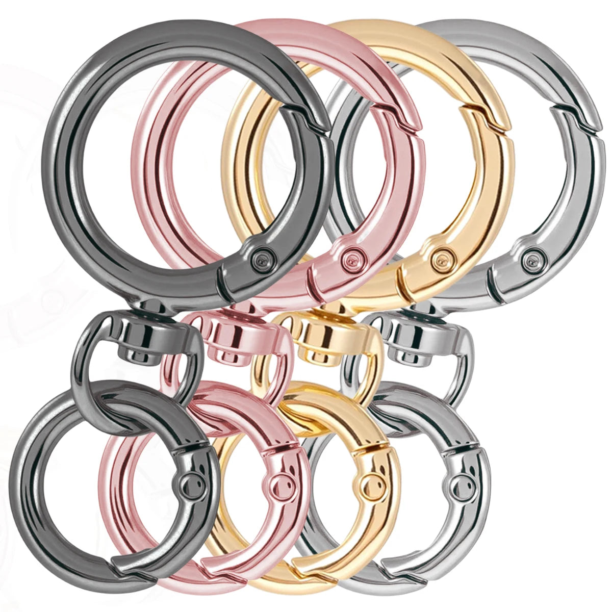 2/5/10 Sets Round Spring Snap Carabiner Clip O Rings Swivel Trigger