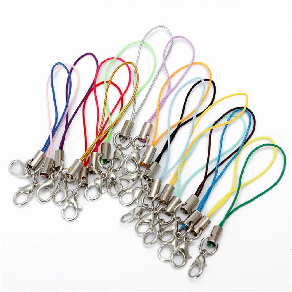 50pcs Mix Color Lobster Clasp Cords Strap Charms Lanyard String Wrist