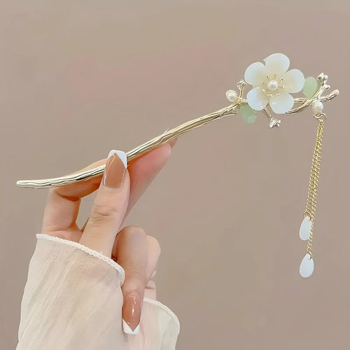 1/6pcs Elegant Chinese Style Tassel Hair Stick Traditional Floral