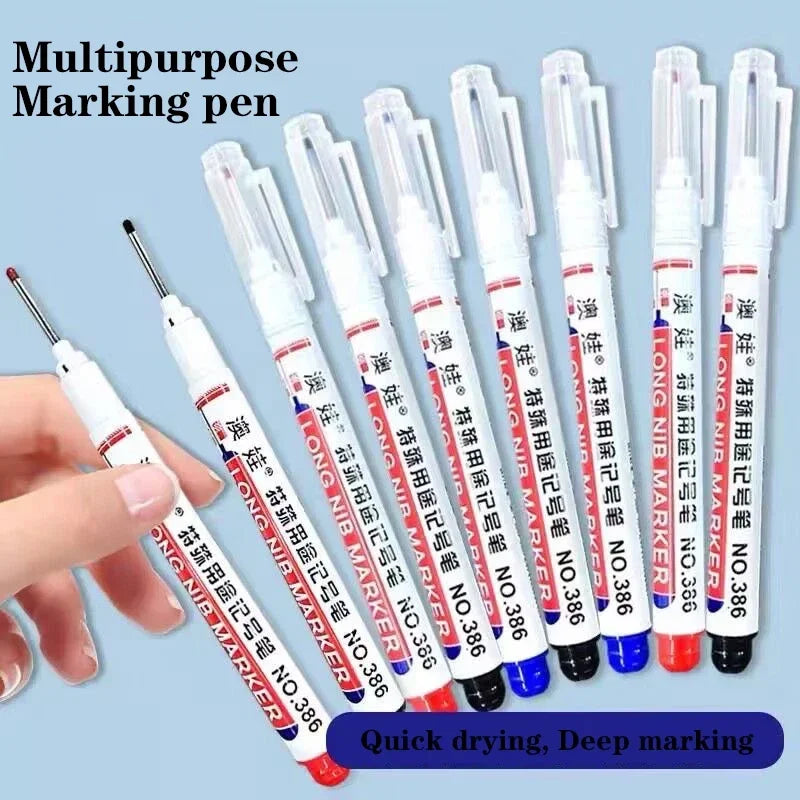 4/12 Pcs Waterproof Long Head Markers Deep Hole Marker Pen for Metal