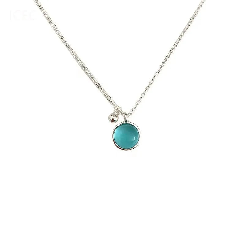 XIYANIKE Summer Blue Crystal Pendant Necklace For Women Girl Luxury