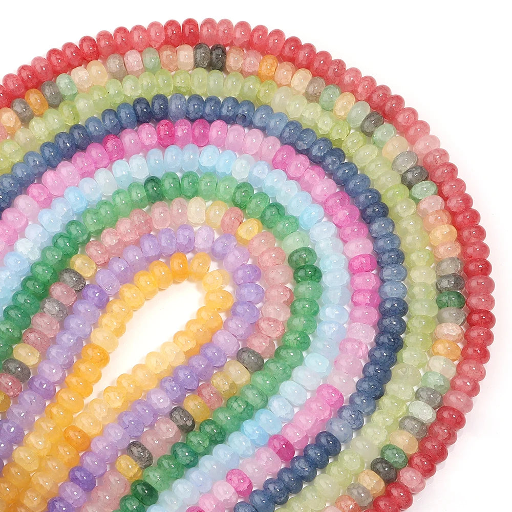 1 String 5x8mm Glass Beads Colorful Abacus Flat Round Loose Beads For