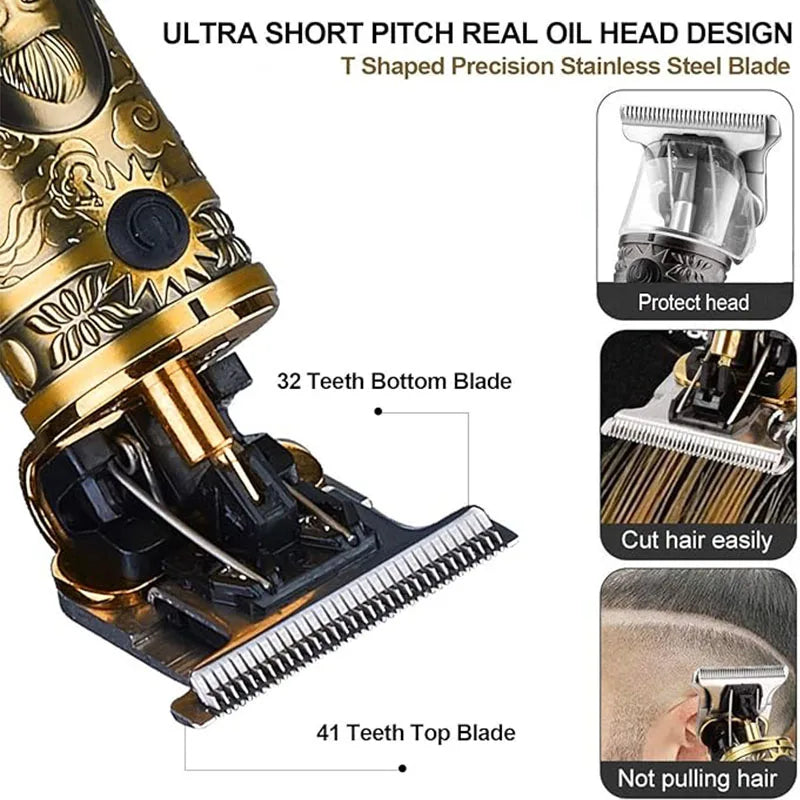 2026 T9 Vintage Hair Clipper Cordless Electric USB Fast Charging