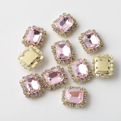 12X14mm 10Pcs Rectangular Diamond Inlaid Four Hole Claw Diamond DIY