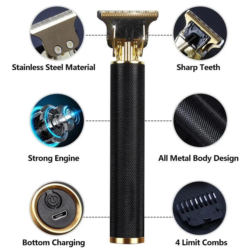 Professional T9 Hair Clipper For Mens USB Fast Rechargeable Beard Care
