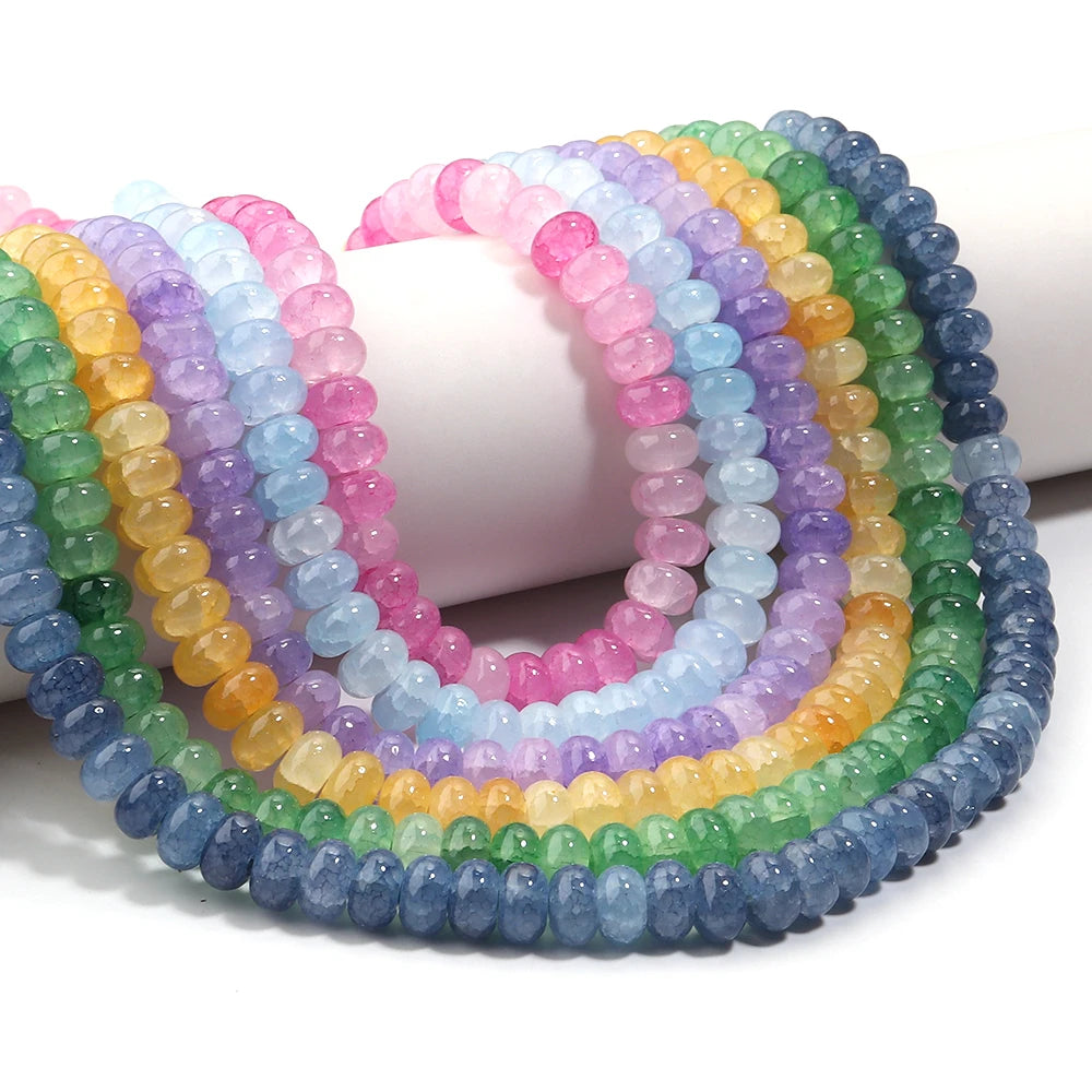 1 String 5x8mm Glass Beads Colorful Abacus Flat Round Loose Beads For