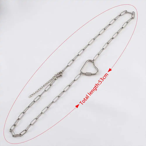 1pc Stainless Steel Heart Oval Spiral Clasp Necklace Semi-finished