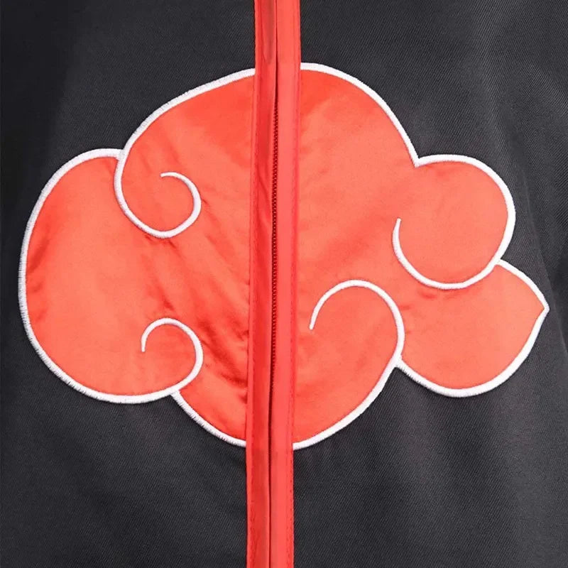 Anime Akatsuki Cosplay Costume Red Cloud Robe with Necklace Headband