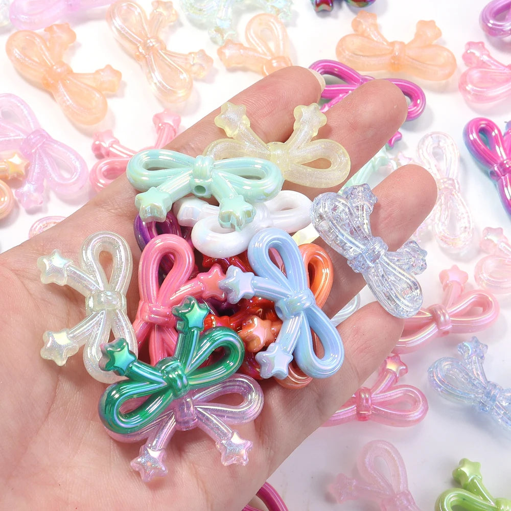 10pcs/lot Colorful Bow Acrylic Beads Sweet Bowknot Charms Loose Spacer