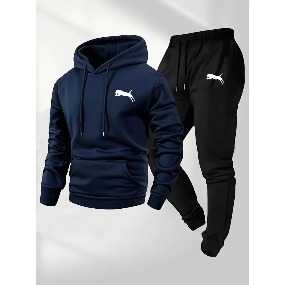 2026 Hot Selling Men's Hooded Sweatshirt & Pants Set Casual Tracksuit