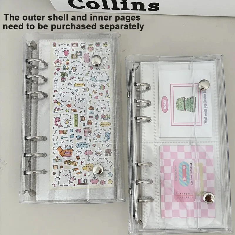 A6 Narrow Loose Leaf Binder Cover 10Pcs 1-2 Grid Storage Bags