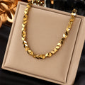 DIEYURO 316L Stainless Steel Gold Color Geometric Overlay Necklace For