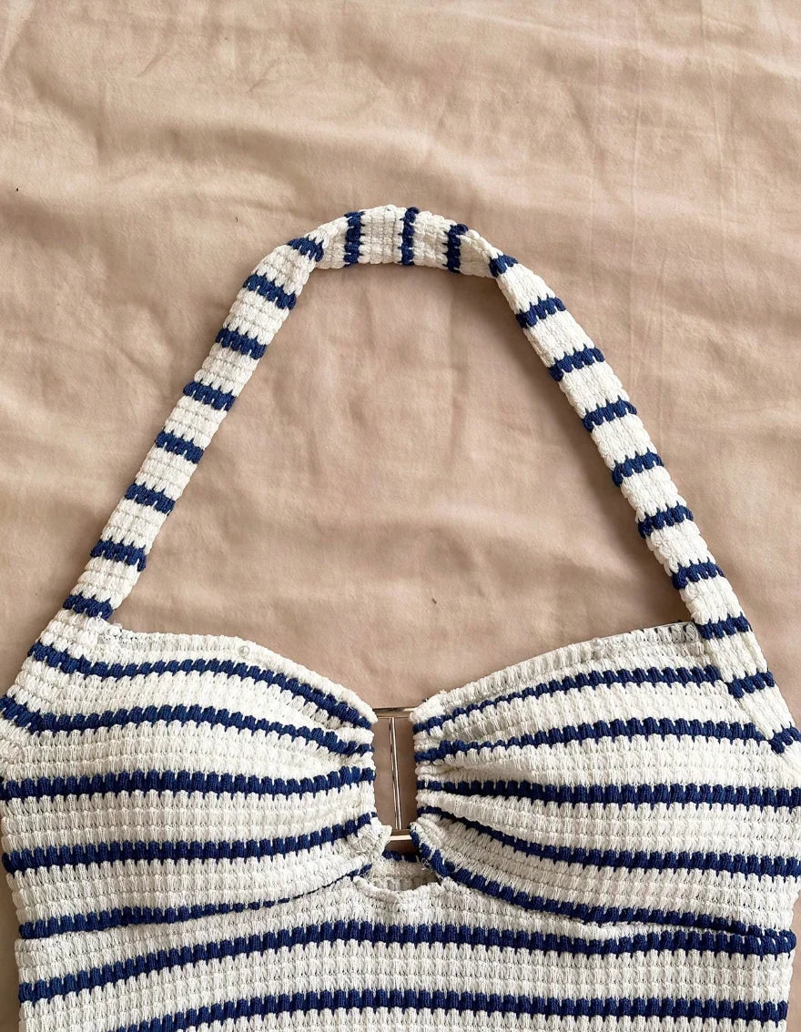 Summer Textured Knit Halter Top Shorts Two Piece Outfit, Classic