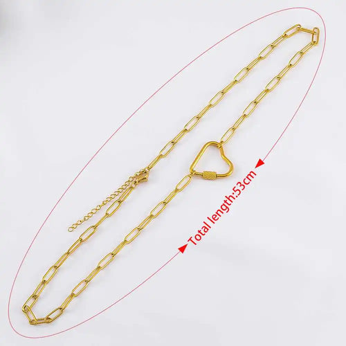 1pc Stainless Steel Heart Oval Spiral Clasp Necklace Semi-finished
