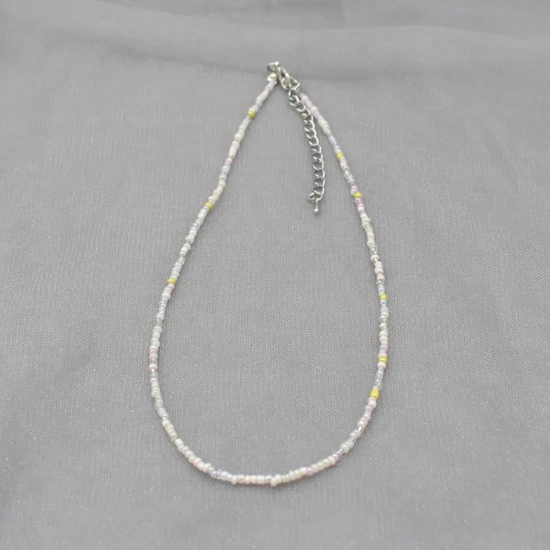 Simple Seed Beads Strand Choker Necklace Women String Collar Charm