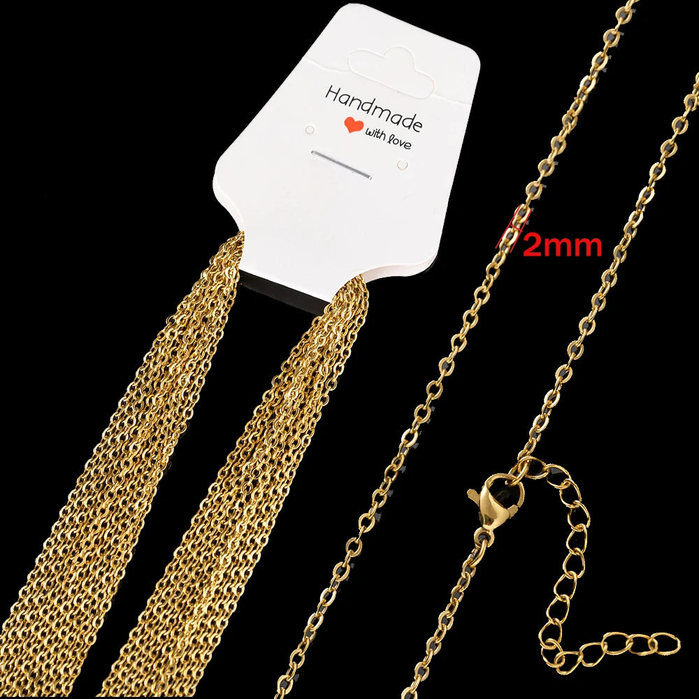 10pcs 45+5cm Gold Plated Stainless Steel Link Chain Necklace with