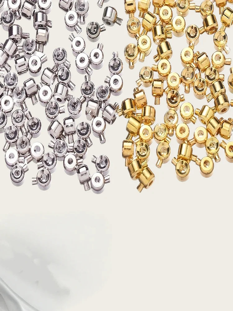 20Pcs 3×4mm Copper Position Clasp Buckles Equipped with Bead Caps