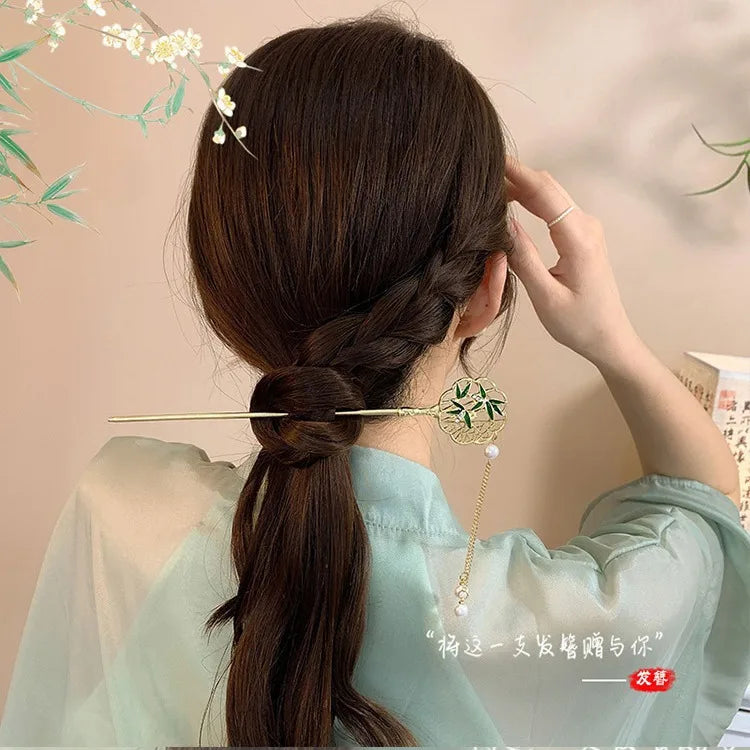 Elegant Chinese Style Hair Clip Tassel Hair Stick Traditional Floral