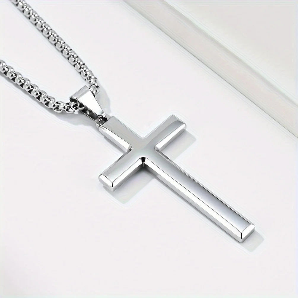 1PC Stainless Steel Minimalism Christian Prayer Necklace for Boys