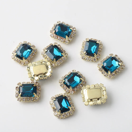 12X14mm 10Pcs Rectangular Diamond Inlaid Four Hole Claw Diamond DIY