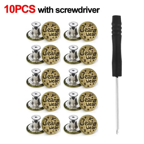 10pcs/Pack 17mm Adjustable Nail-Free Jeans Waist Extender Buttons