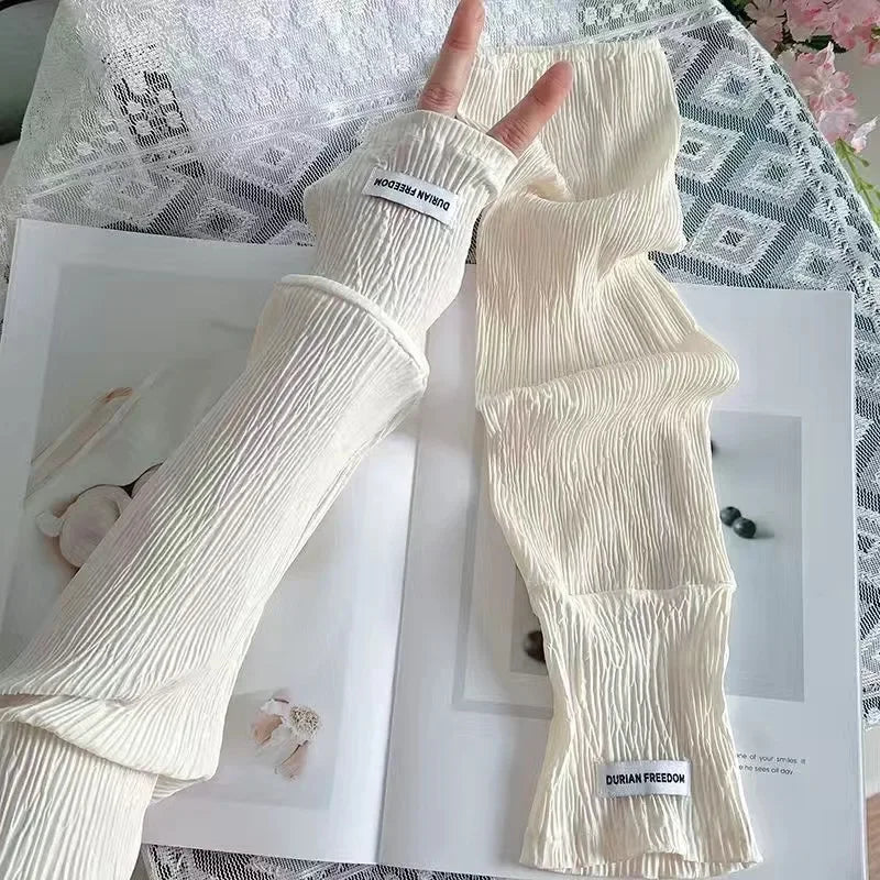 Ice silk sunscreen sleeves, solid color, simple Korean version,